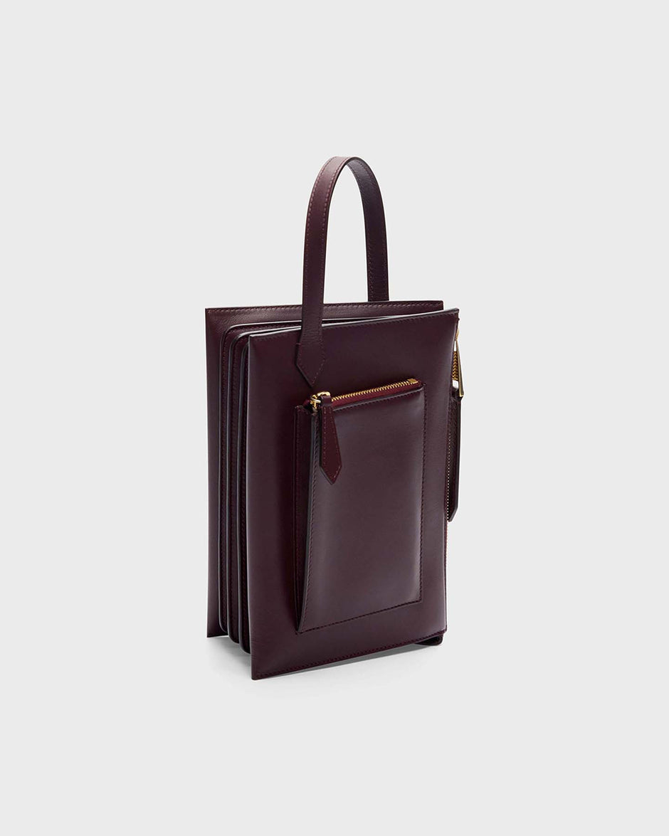 TWP Mid ginger Accordion Clutch in Victor Leather view 2