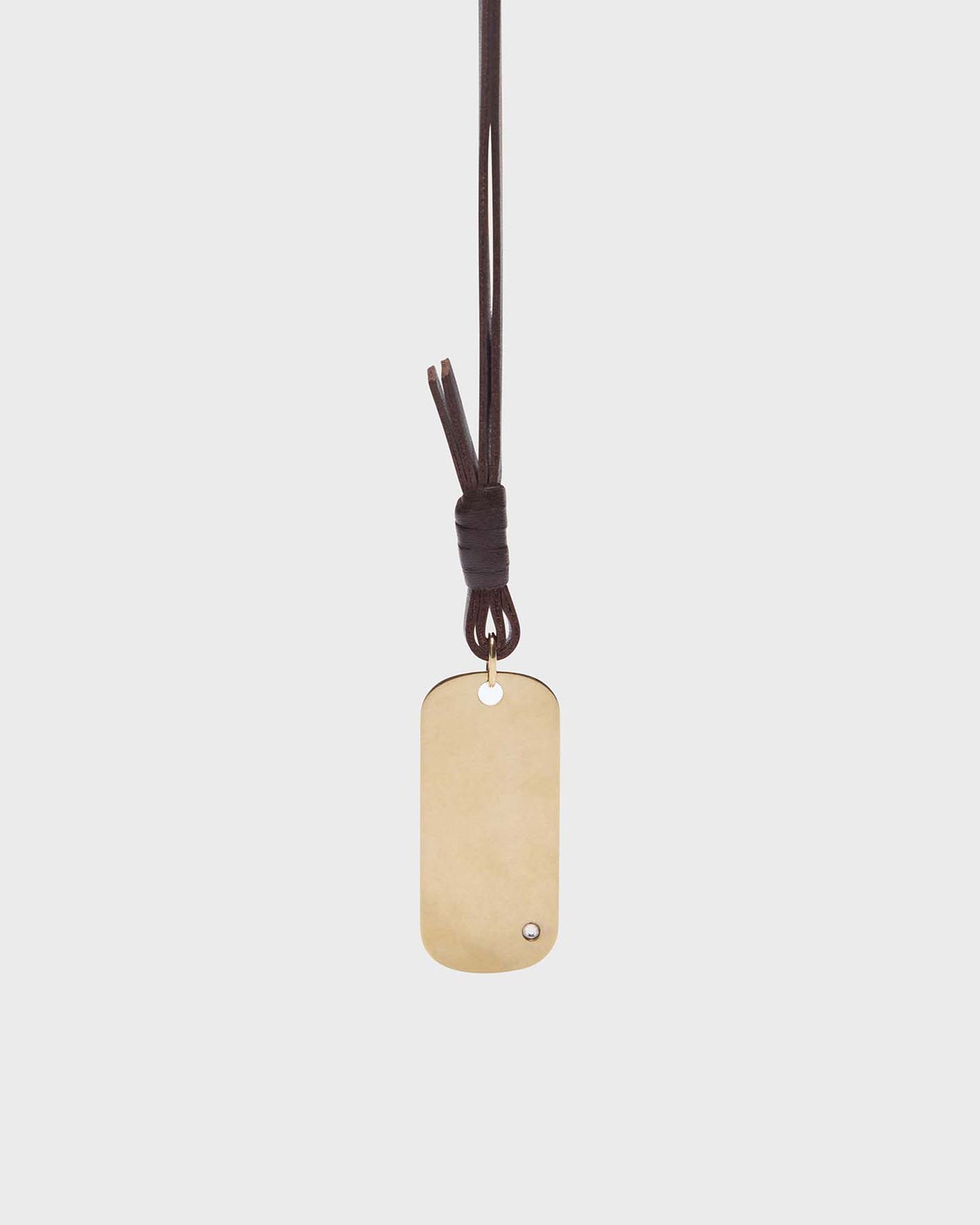 TWP Light antique gold Metal Stone Mirror Necklace in Leather and Light Antique Gold view 3