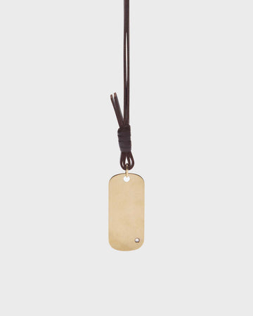 TWP Light antique gold Metal Stone Mirror Necklace in Leather and Light Antique Gold view 3