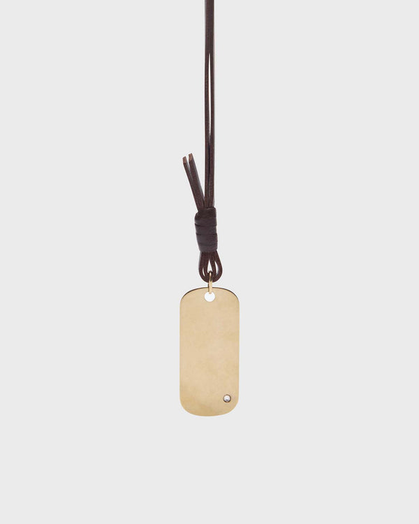TWP Light antique gold Metal Stone Mirror Necklace in Leather and Light Antique Gold view 3