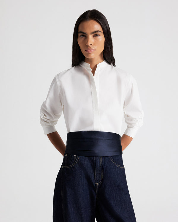 TWP Vulcan Pleated Cummerbund in Crepe Back Satin view 2