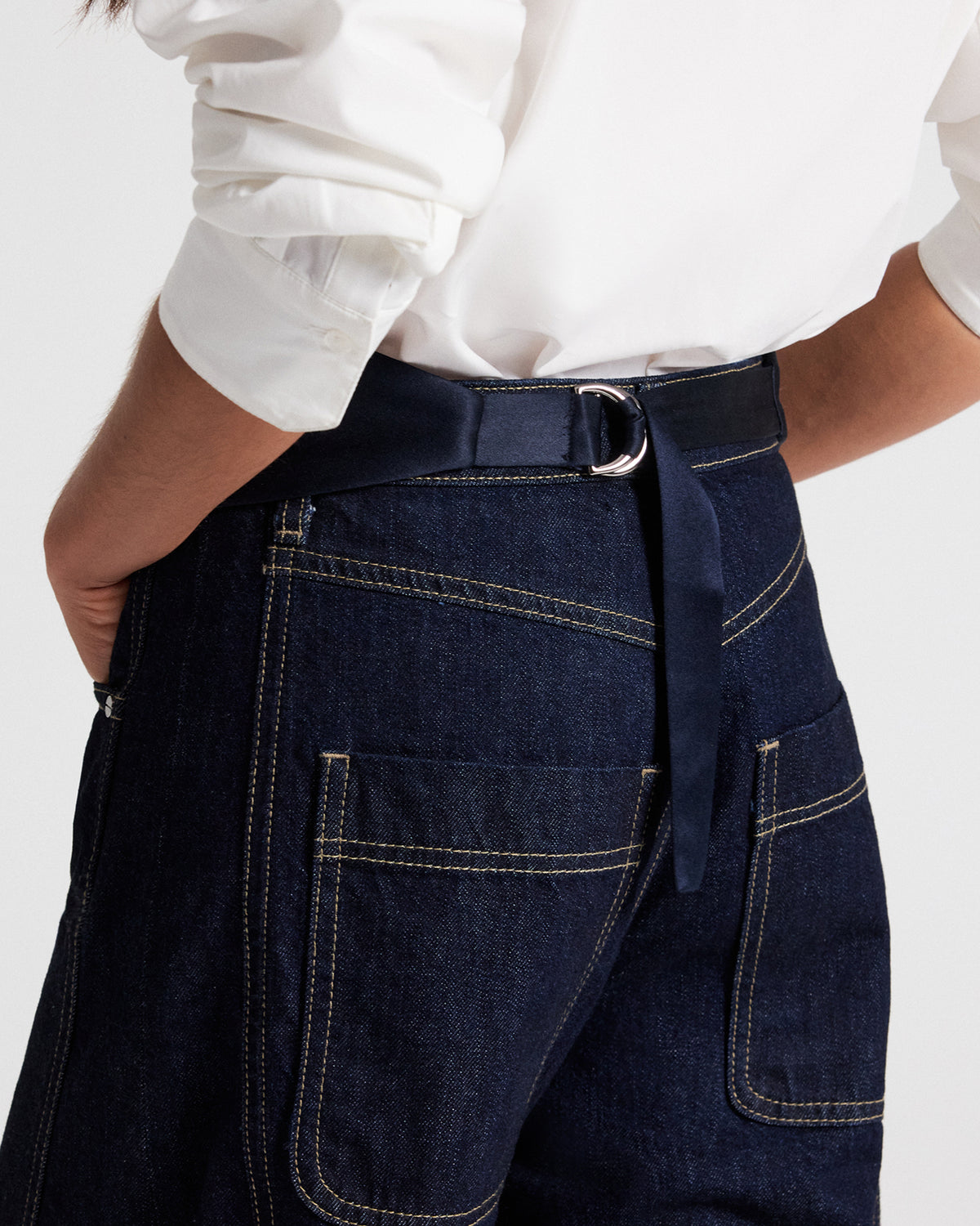 TWP Vulcan Pleated Cummerbund in Crepe Back Satin view 3