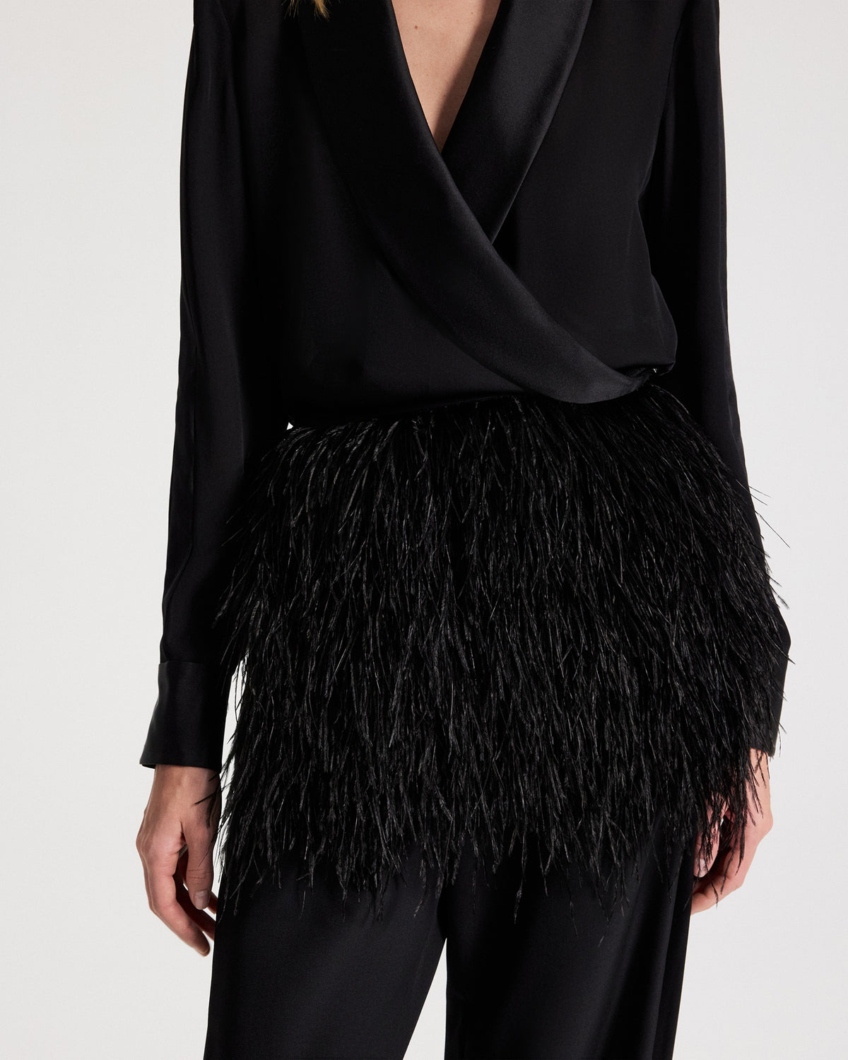 TWP Black Ostrich Belt in Featherweight Sequin view 3