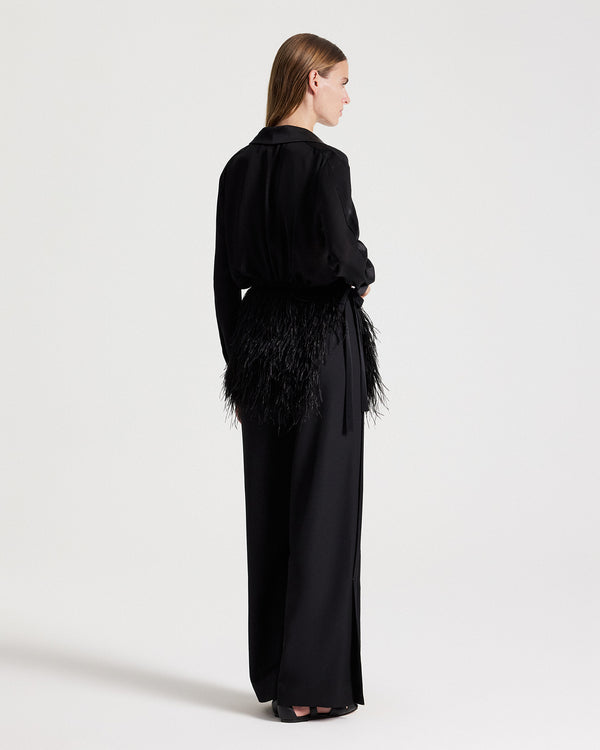 TWP Black Ostrich Belt in Featherweight Sequin view 5