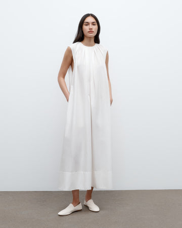 TWP Ivory Summer Gown in Yarn Dyed Cotton Silk view 3