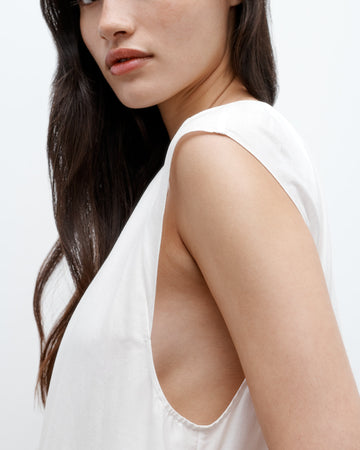 TWP Ivory Summer Gown in Yarn Dyed Cotton Silk view 4
