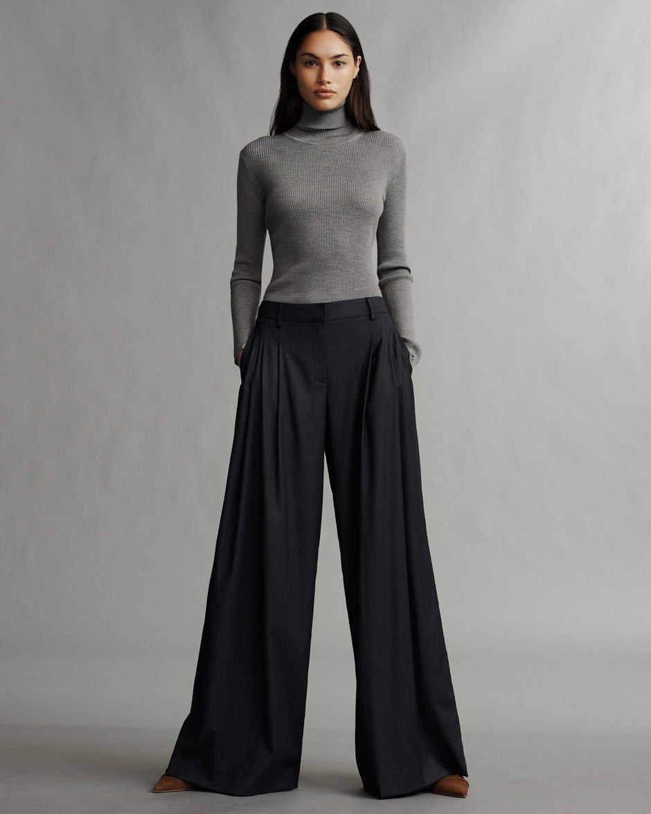 TWP Medium heather grey Knit Turtleneck in Merino Wool view 12