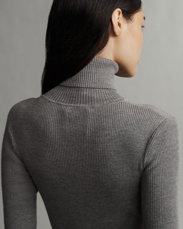 TWP Medium heather grey Knit Turtleneck in Merino Wool view 15