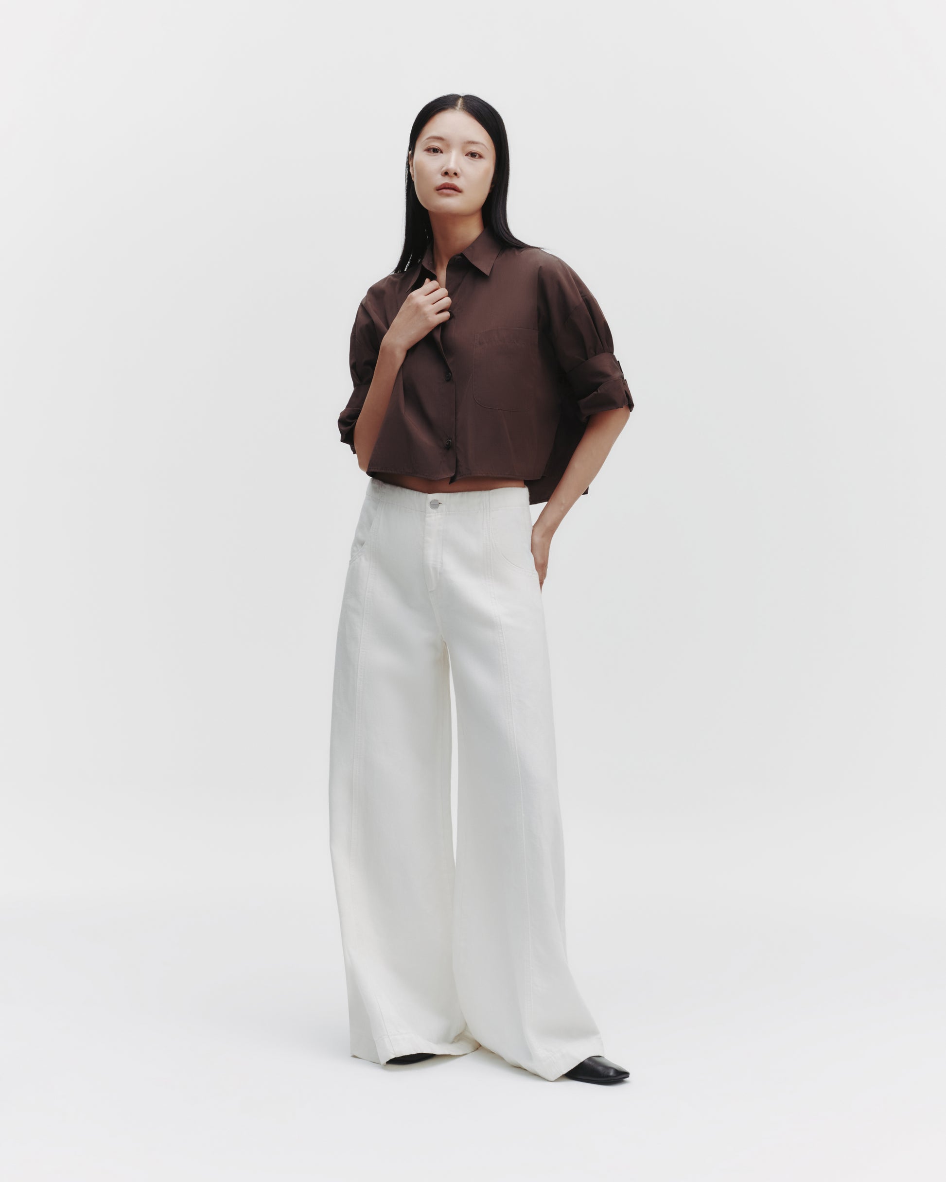 TWP Milk chocolate Next Ex Shirt in Cotton Poplin view 5