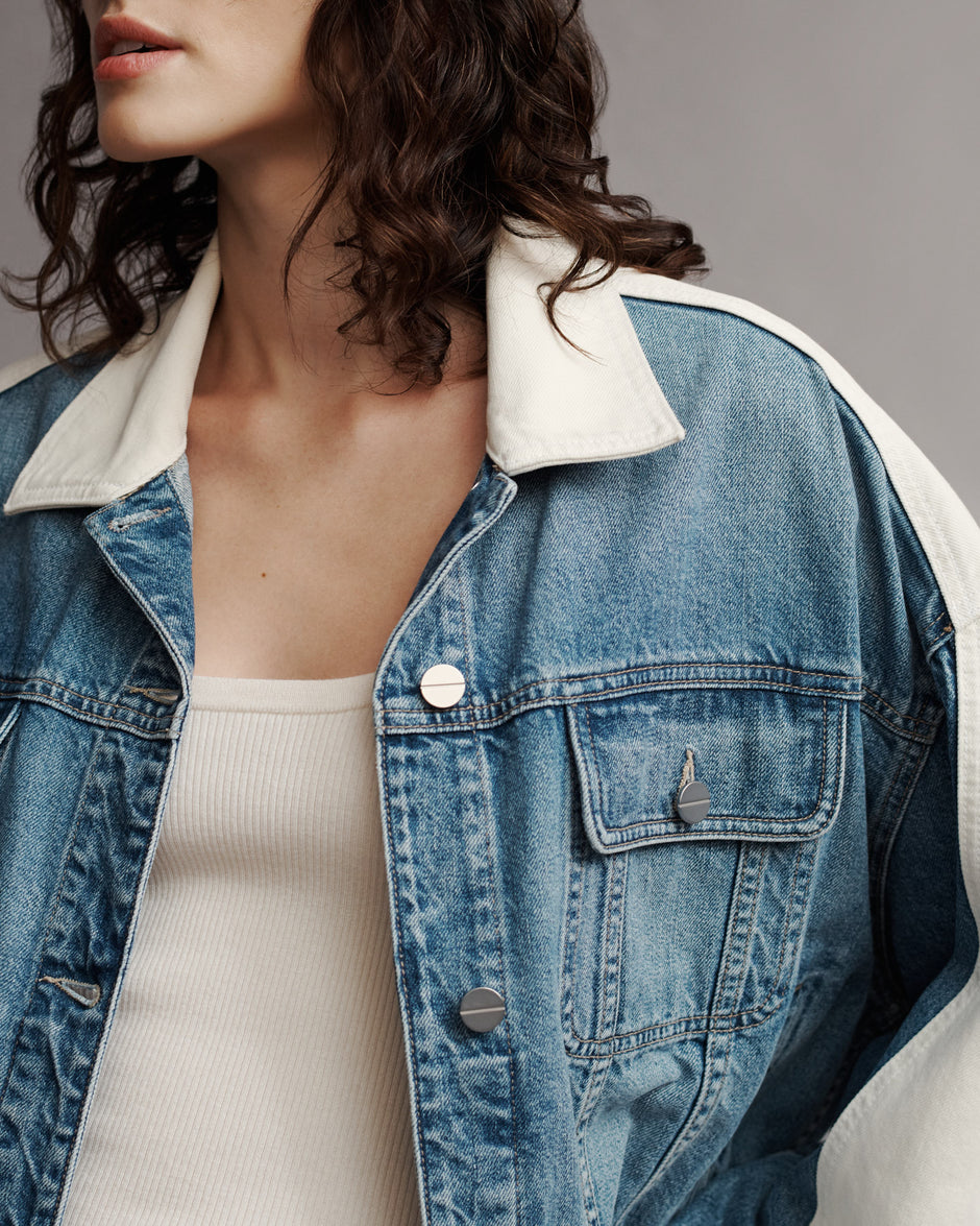 TWP White / vintage denim Dylan Jacket in Vintage Wash Denim view 1