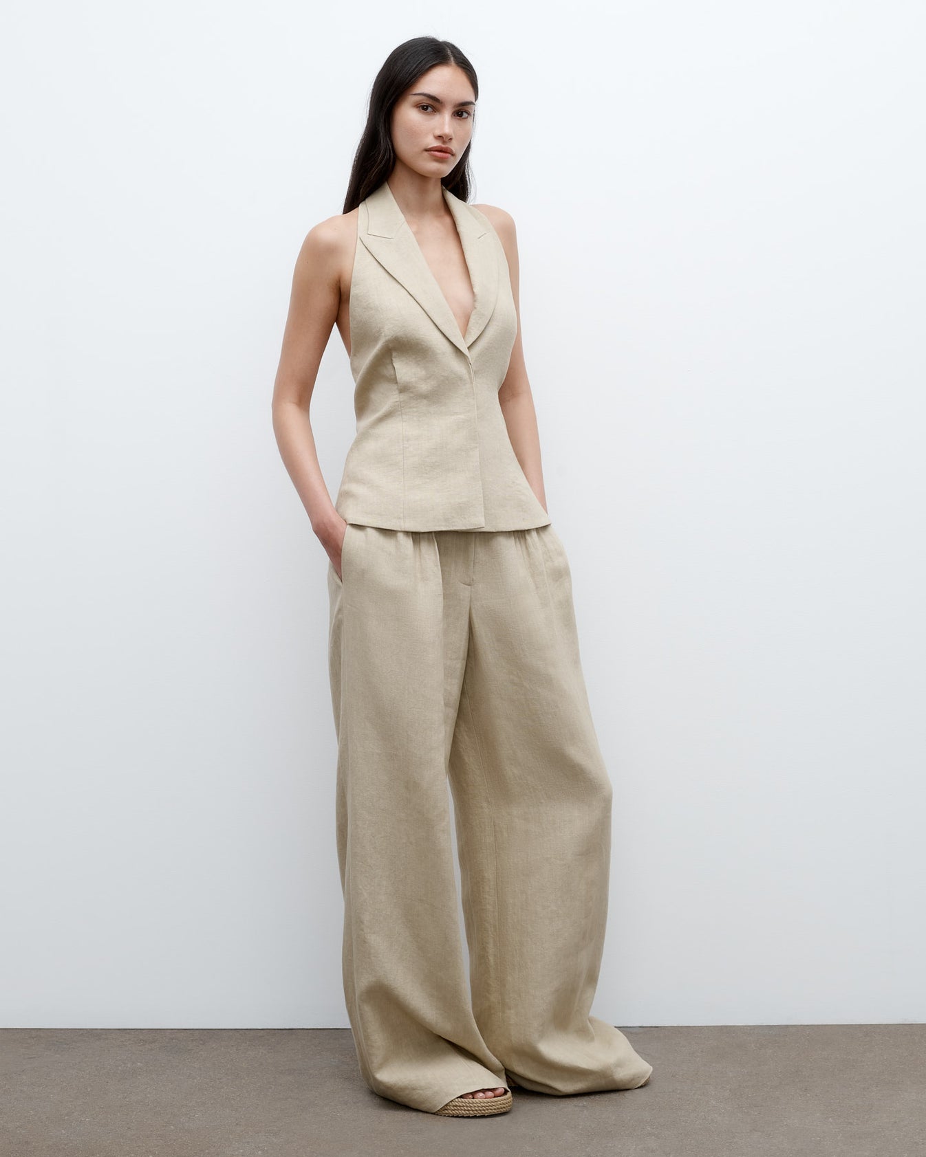 TWP Safari Kaitlyn Vest in Washed Linen Suiting view 5