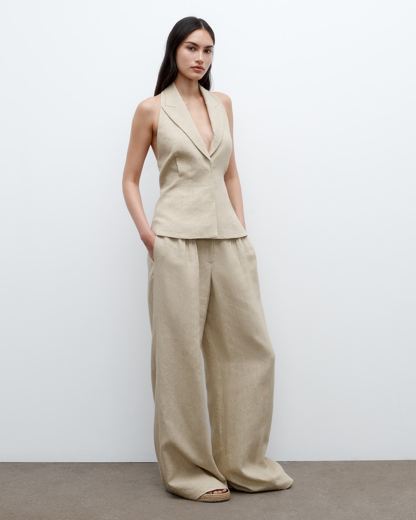 TWP Safari Kaitlyn Vest in Washed Linen Suiting view 5