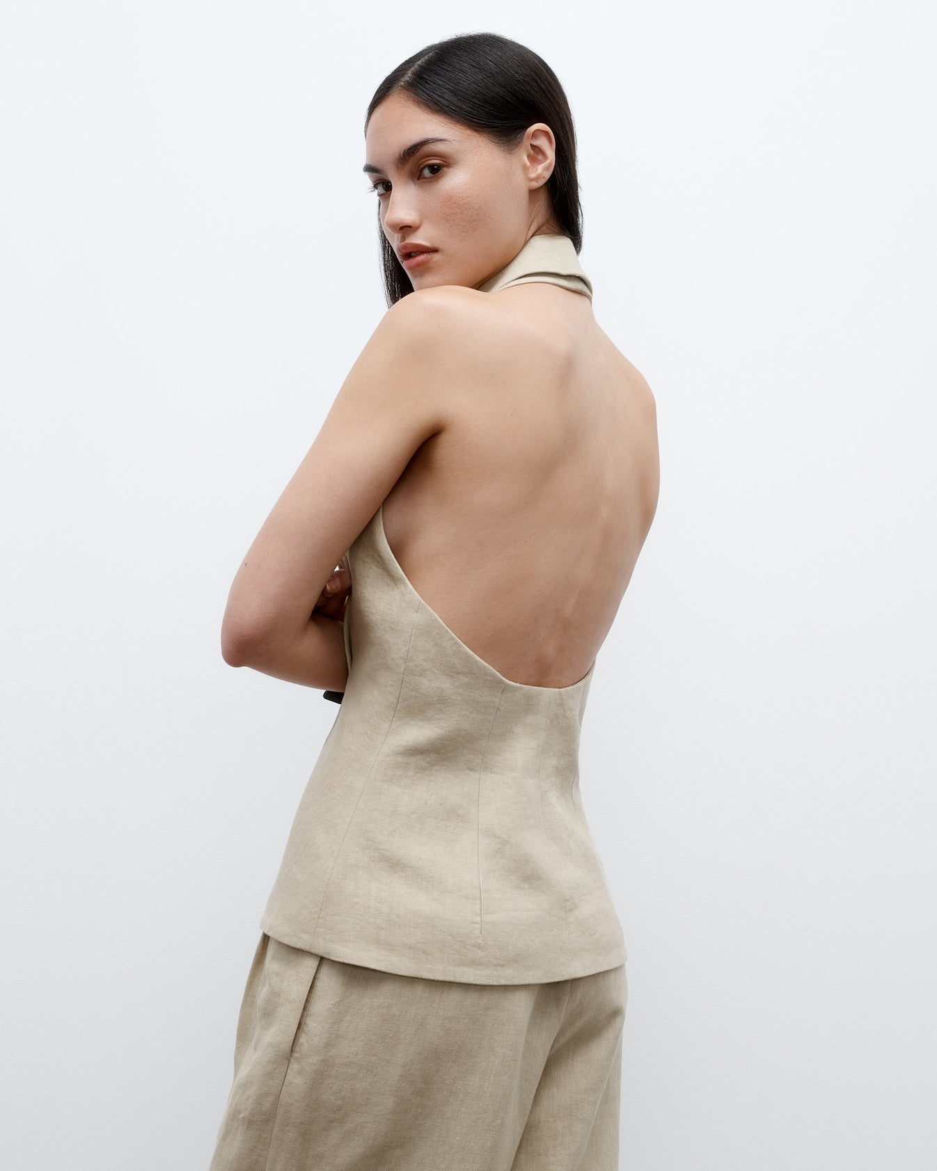 TWP Safari Kaitlyn Vest in Washed Linen Suiting view 2