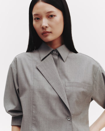 TWP Medium heather grey Next Chapter Shirt in Ultrafine Stretch Suiting view 2
