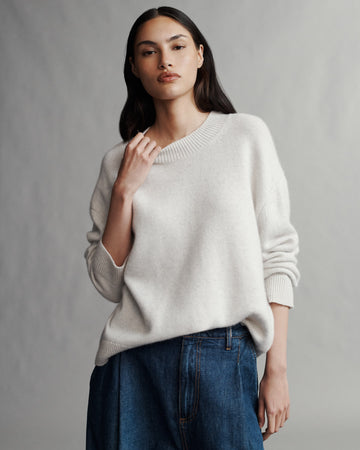 TWP White heather grey Boy Crewneck in Cashmere view 4
