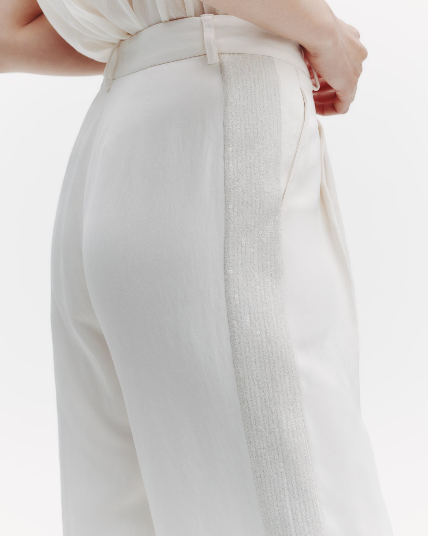 TWP Bone Sulli Pant with Paillettes in Coated Viscose Linen view 1