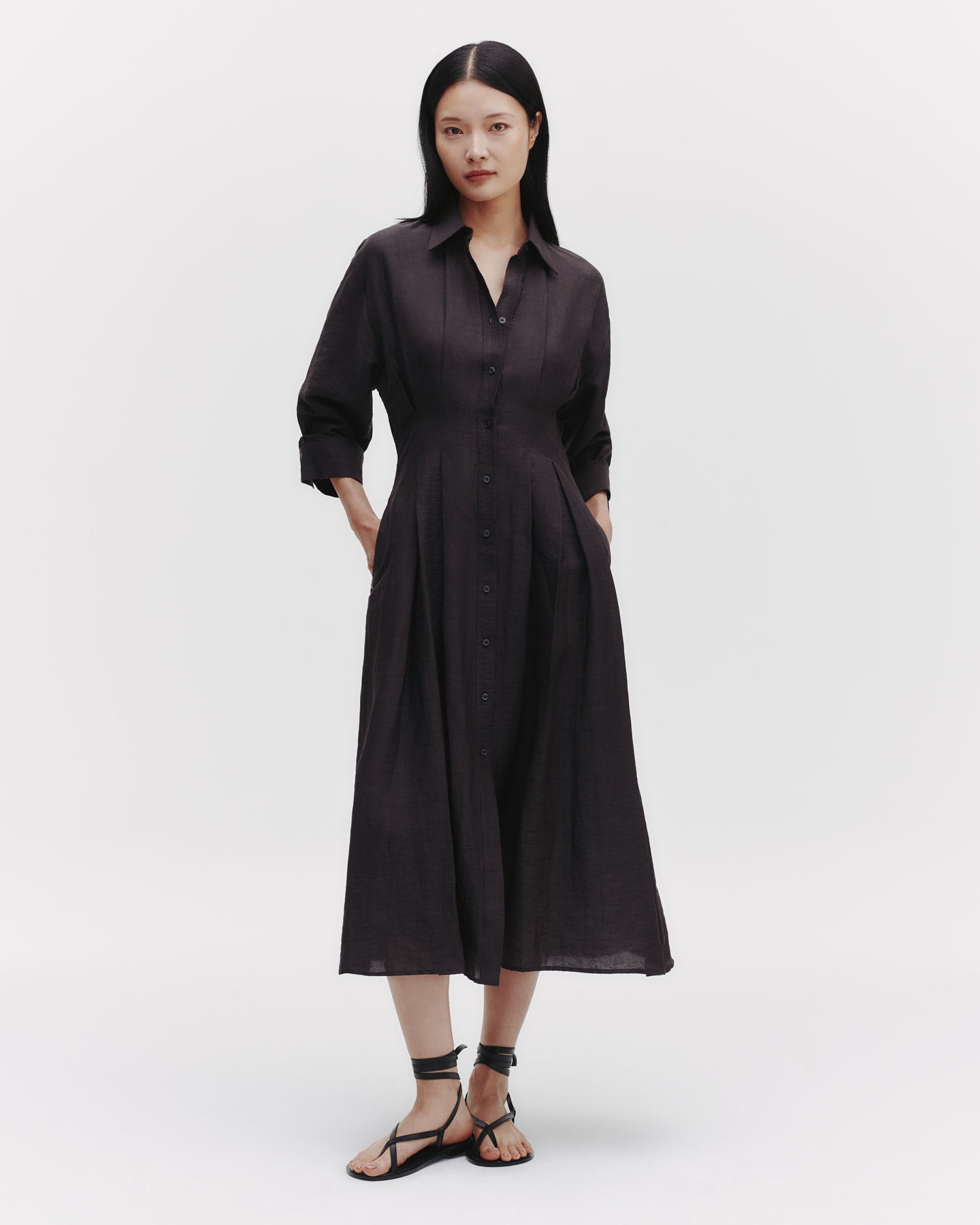 TWP Chocolate M Dress in Delave Linen view 1