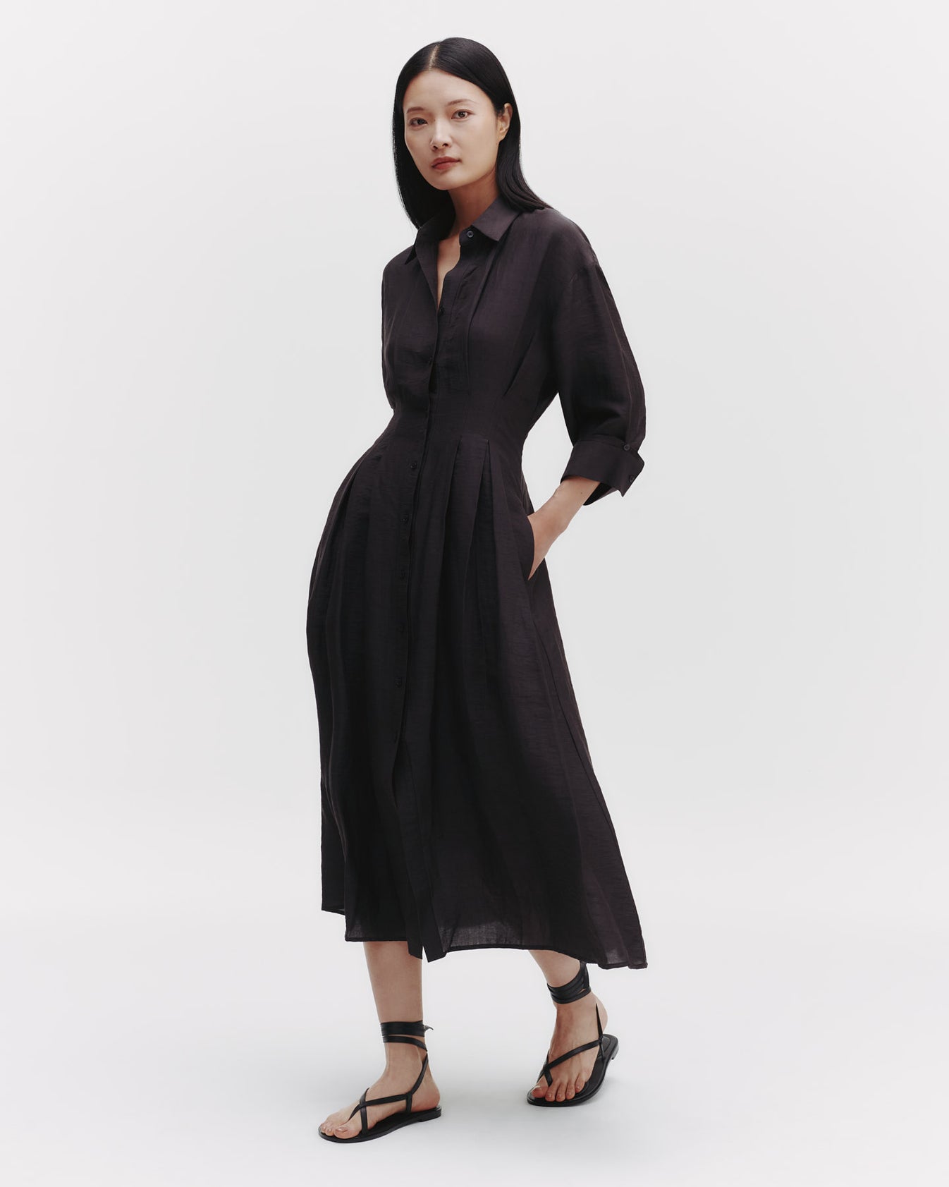 TWP Chocolate M Dress in Delave Linen view 2