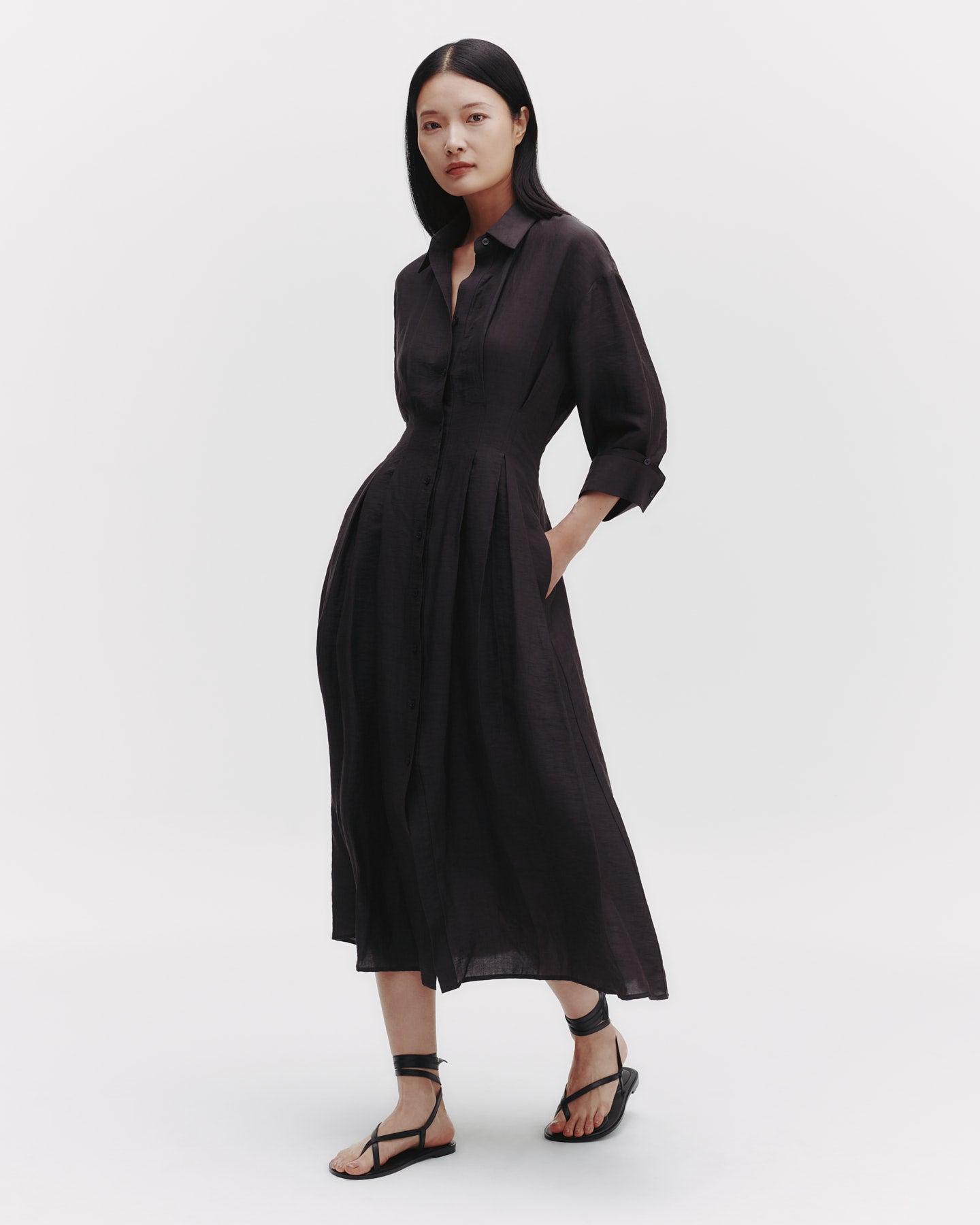 TWP Chocolate M Dress in Delave Linen view 2