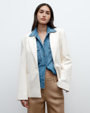 TWP Bone Husband Blazer in Paper Leather view 2