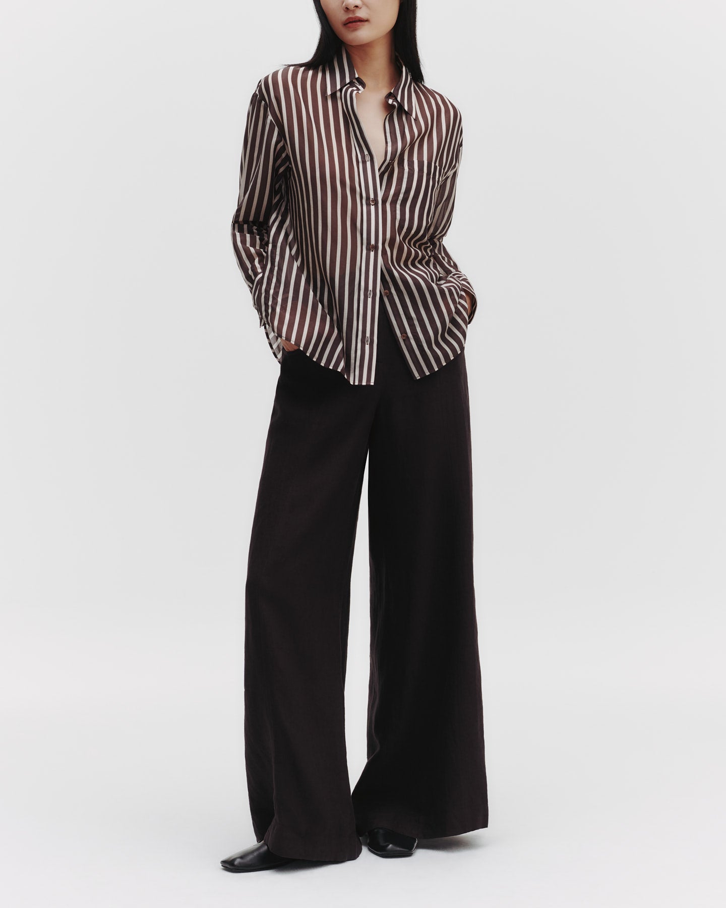 TWP Hot fudge/turtle dove Joey Shirt in Washed Silk Voile view 5