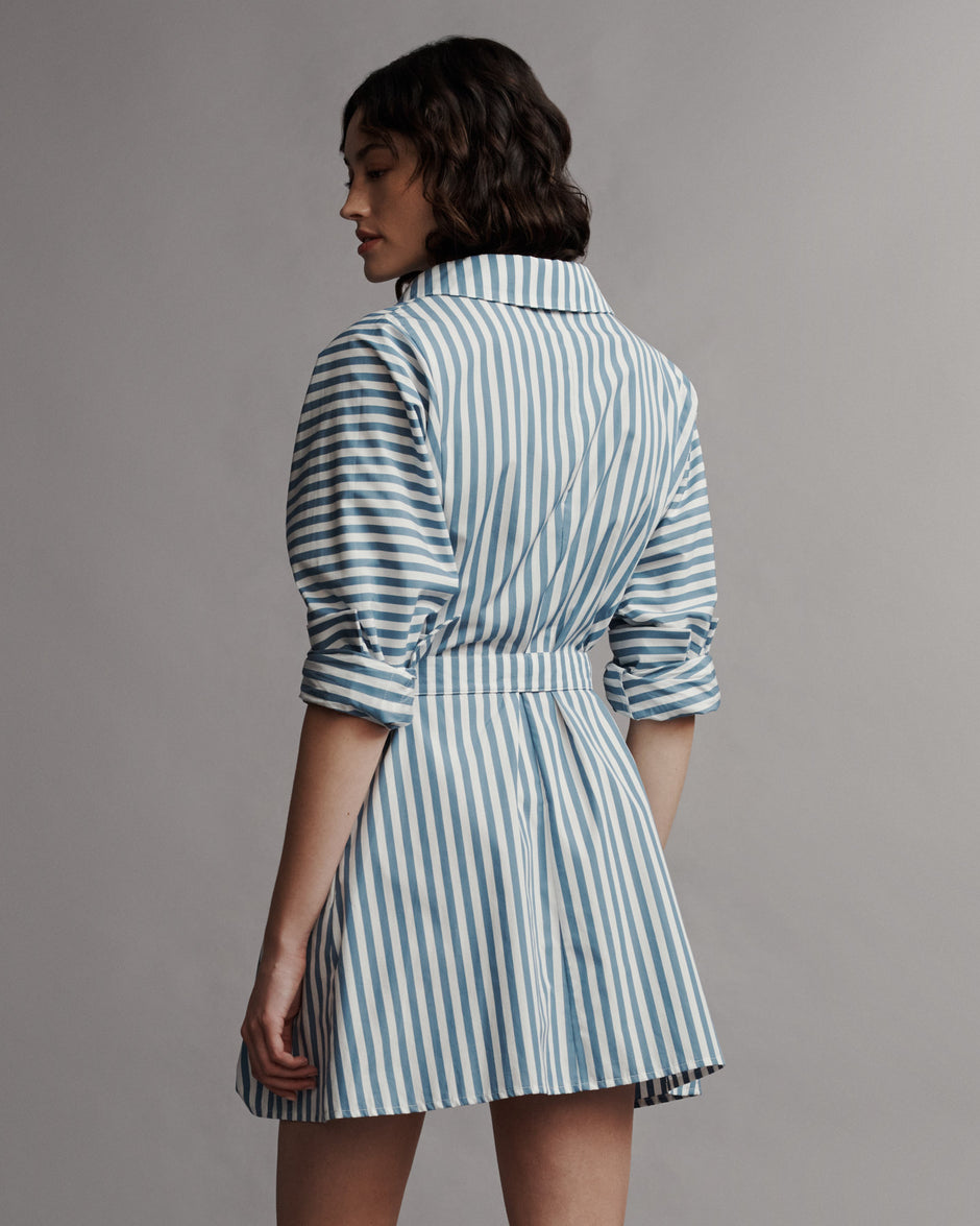 TWP White / vintage denim Brooke Dress in Stark Stripe view 6