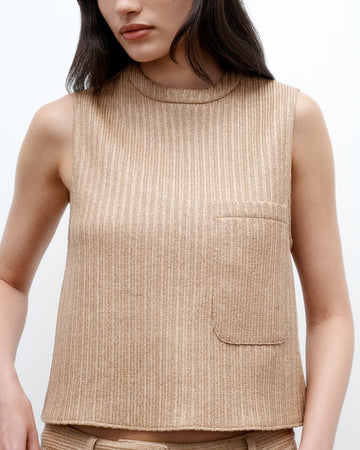 TWP Natural Cropped Muscle Tank in Soft Cotton Raffia view 1