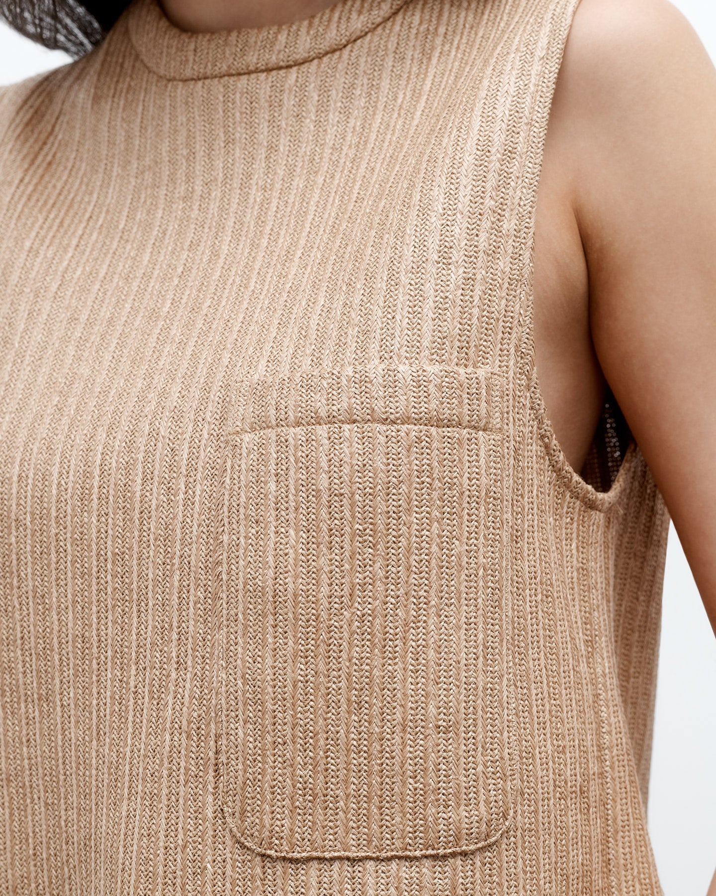 TWP Natural Cropped Muscle Tank in Soft Cotton Raffia view 5