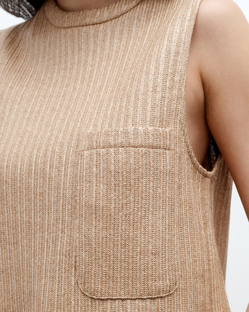 TWP Natural Cropped Muscle Tank in Soft Cotton Raffia view 1
