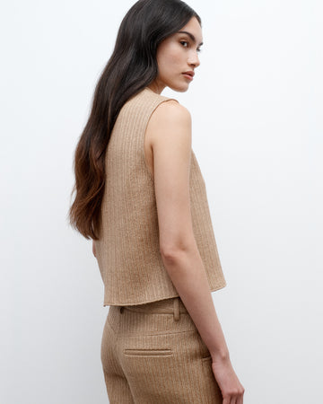 TWP Natural Cropped Muscle Tank in Soft Cotton Raffia view 1