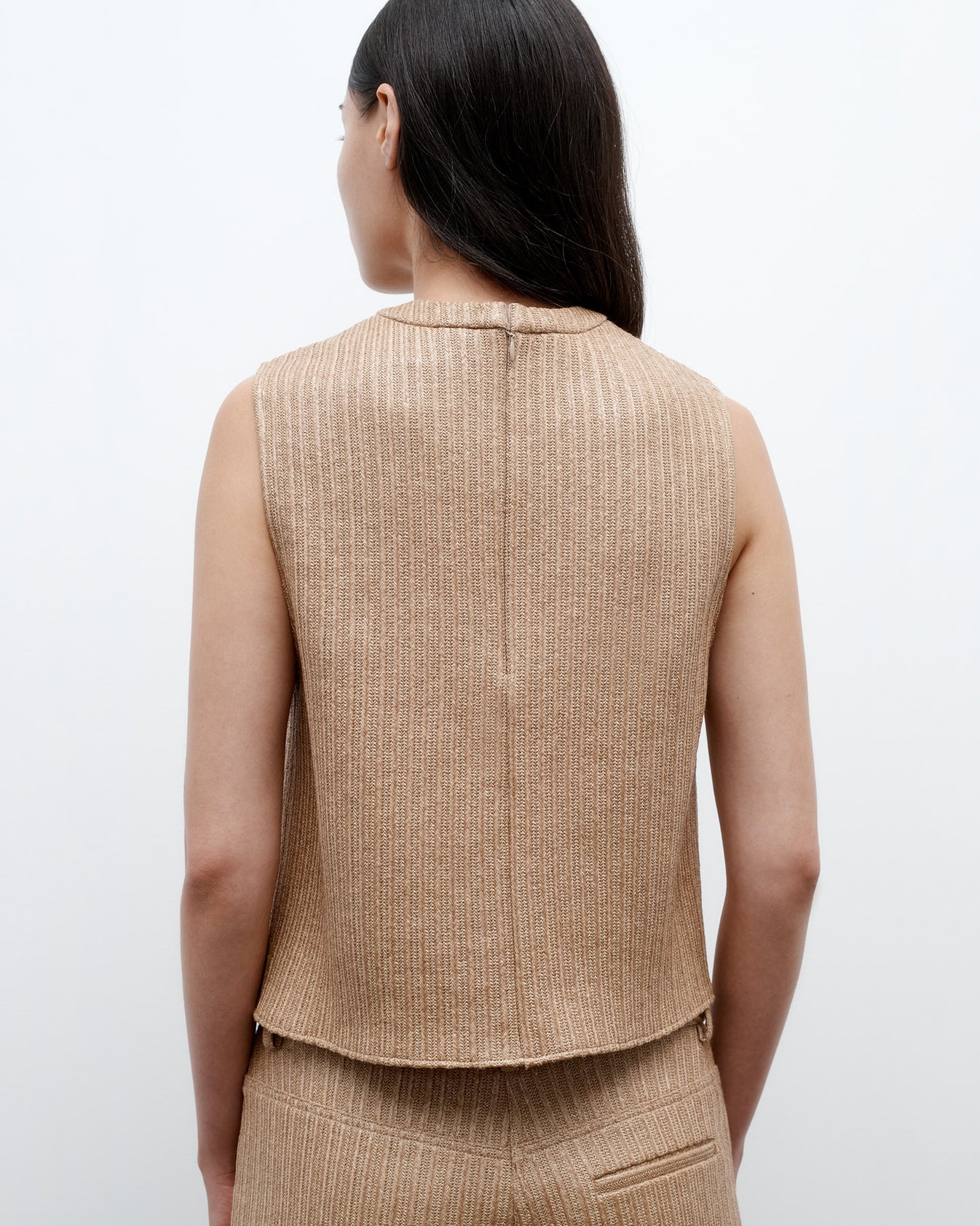 TWP Natural Cropped Muscle Tank in Soft Cotton Raffia view 4