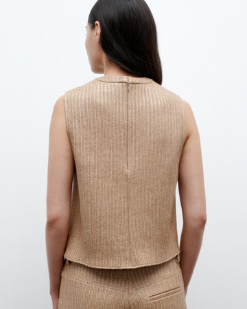 TWP Natural Cropped Muscle Tank in Soft Cotton Raffia view 1