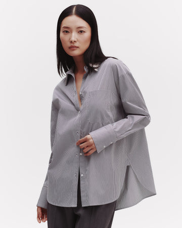 TWP Midnight / white Big Joe Shirt With Crystal Collar in Faubourg Stripe view 1