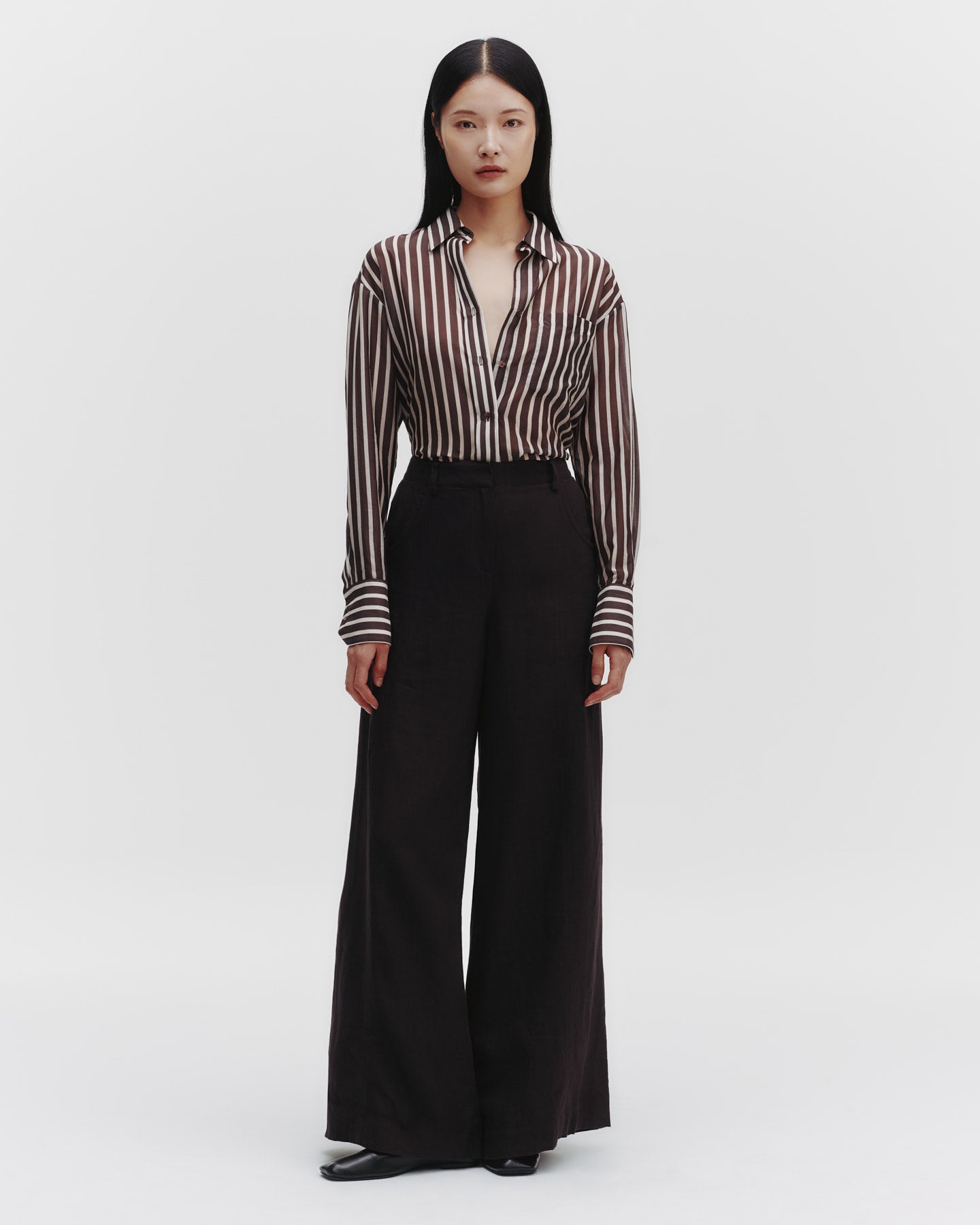TWP Dark chocolate Dee's Trouser in Washed Linen view 2