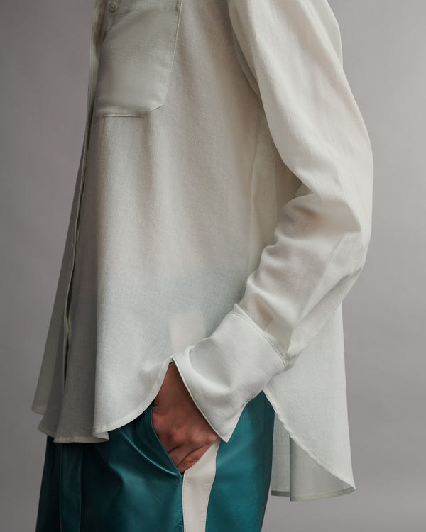 TWP Clearly aqua Big Joe Shirt in Cotton Voile view 4