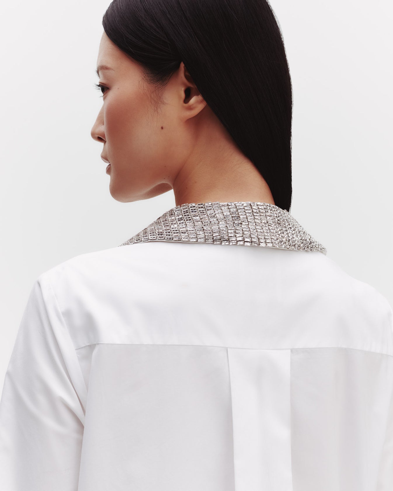 TWP White Jenny&#39;s Gown with Crystal Collar in Cotton Shirting view 5