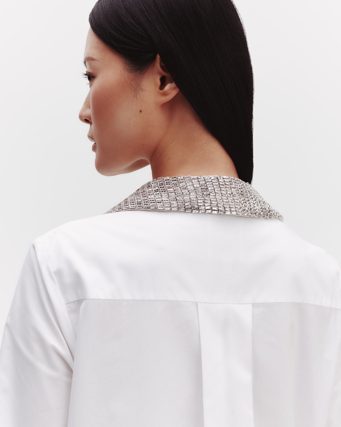 TWP White Jenny&#39;s Gown with Crystal Collar in Cotton Shirting view 5