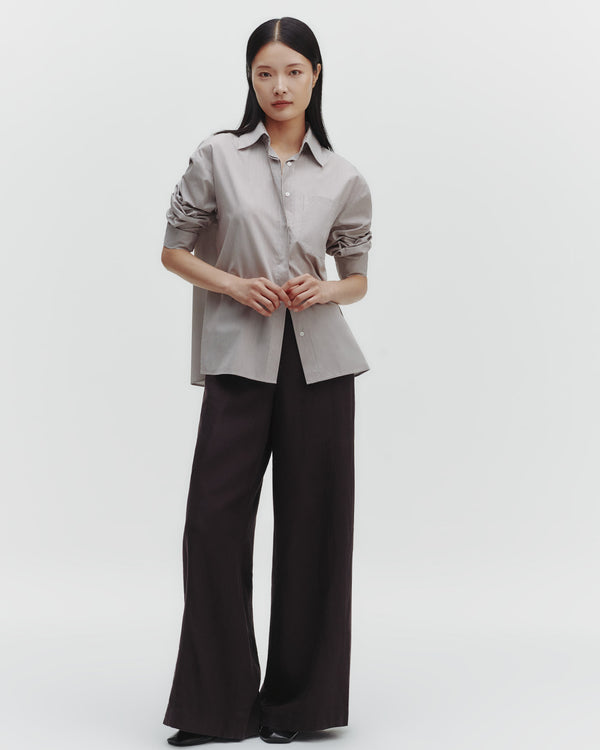 TWP White/chocolate E.B. Shirt in Superfine Cotton Mini Stripe view 5