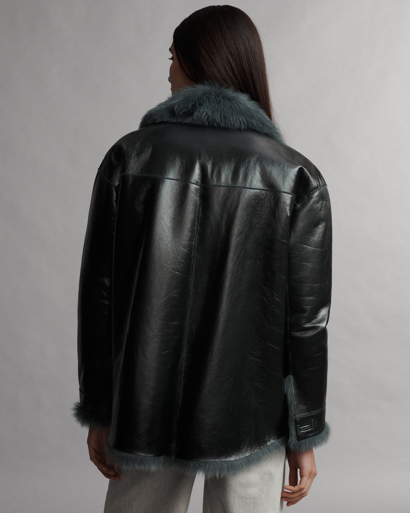 TWP Deep green Aspen Jacket in Luxe Shearling view 5