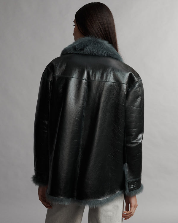 TWP Deep green Aspen Jacket in Luxe Shearling view 5