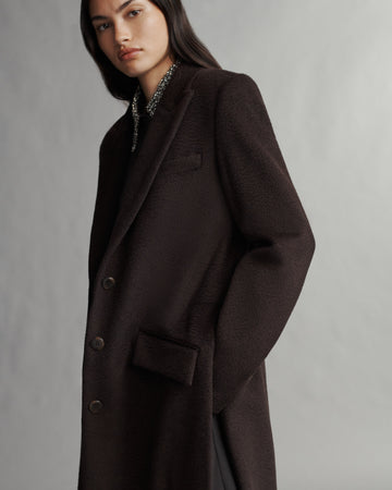 TWP Chocolate Cash Coat in Wavy Wool view 2