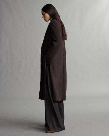 TWP Chocolate Cash Coat in Wavy Wool view 5