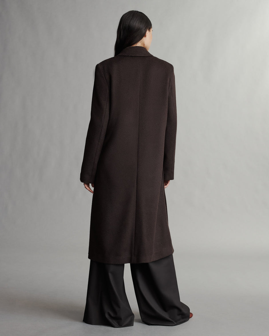 TWP Chocolate Cash Coat in Wavy Wool view 6