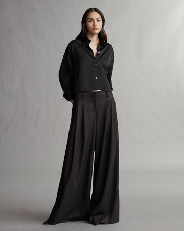 TWP Black Soon To Be Ex Shirt in Coated Viscose Linen view 9