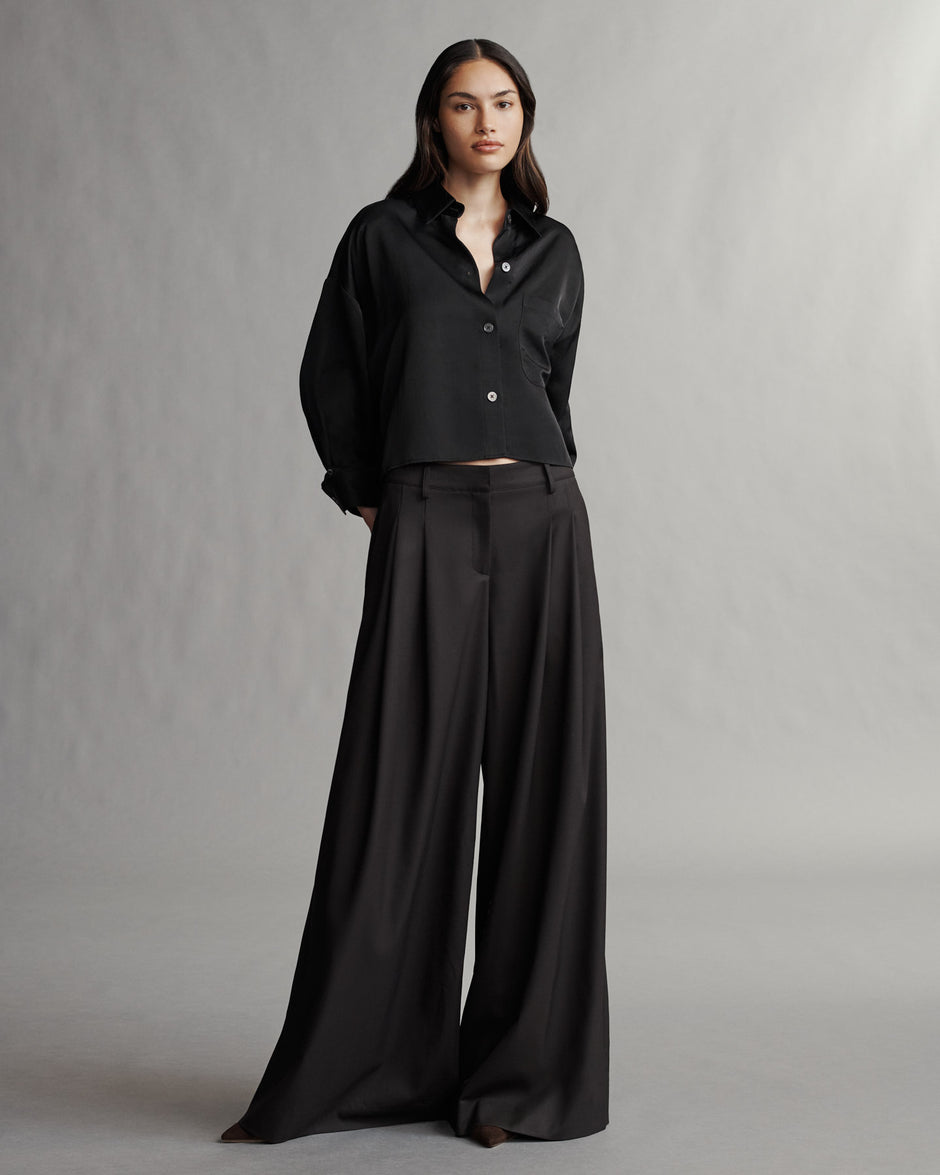 TWP Black Soon To Be Ex Shirt in Coated Viscose Linen view 9
