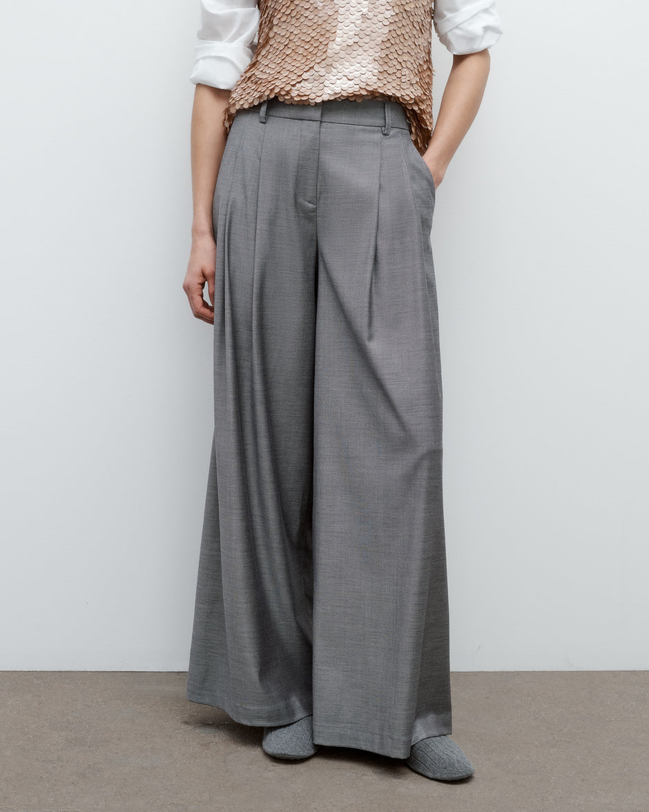 TWP Medium heather grey Next Didi Pant in Chintzed Wool view 1