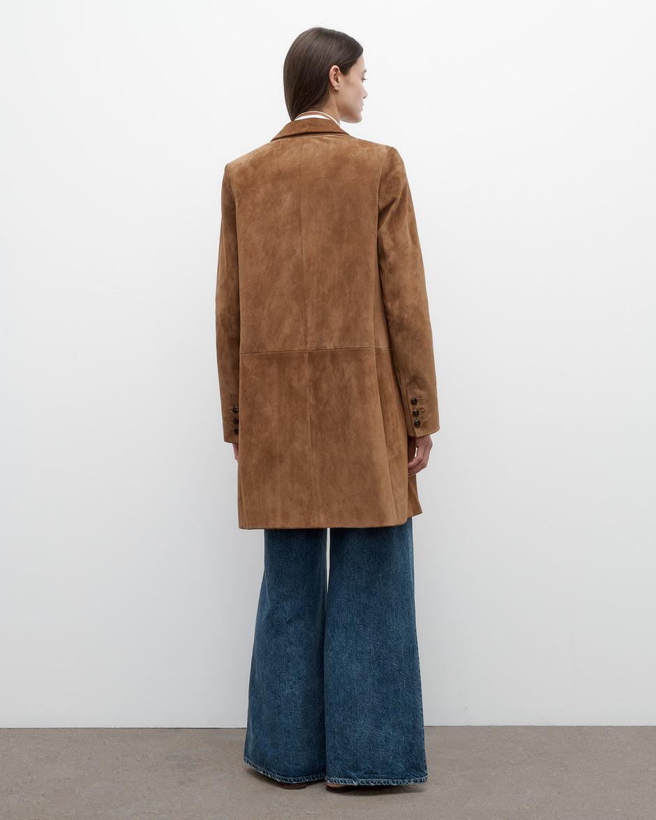 TWP Martora Easy Car Coat in Heavy Suede view 6