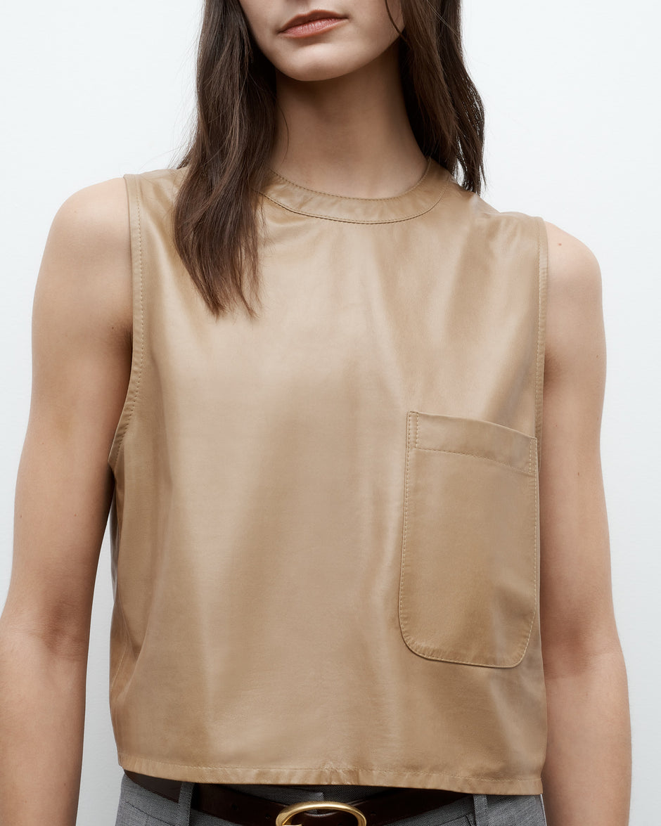 TWP Kelp Cropped Muscle Tank in Paper Leather view 1