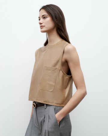 TWP Kelp Cropped Muscle Tank in Paper Leather view 4