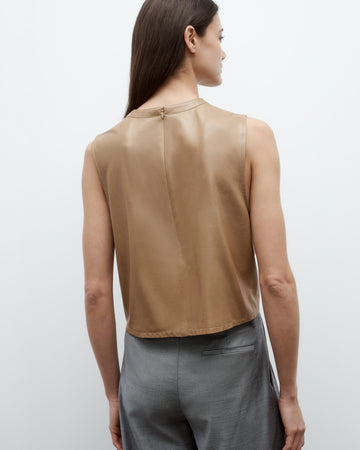 TWP Kelp Cropped Muscle Tank in Paper Leather view 5